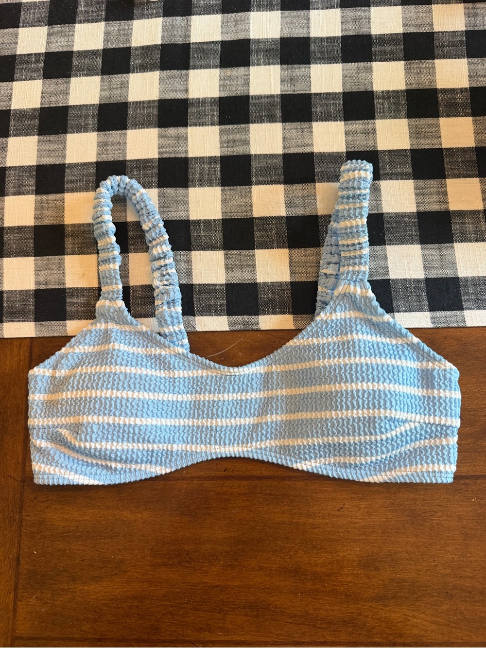 Blue & White Striped Women's Bikini top